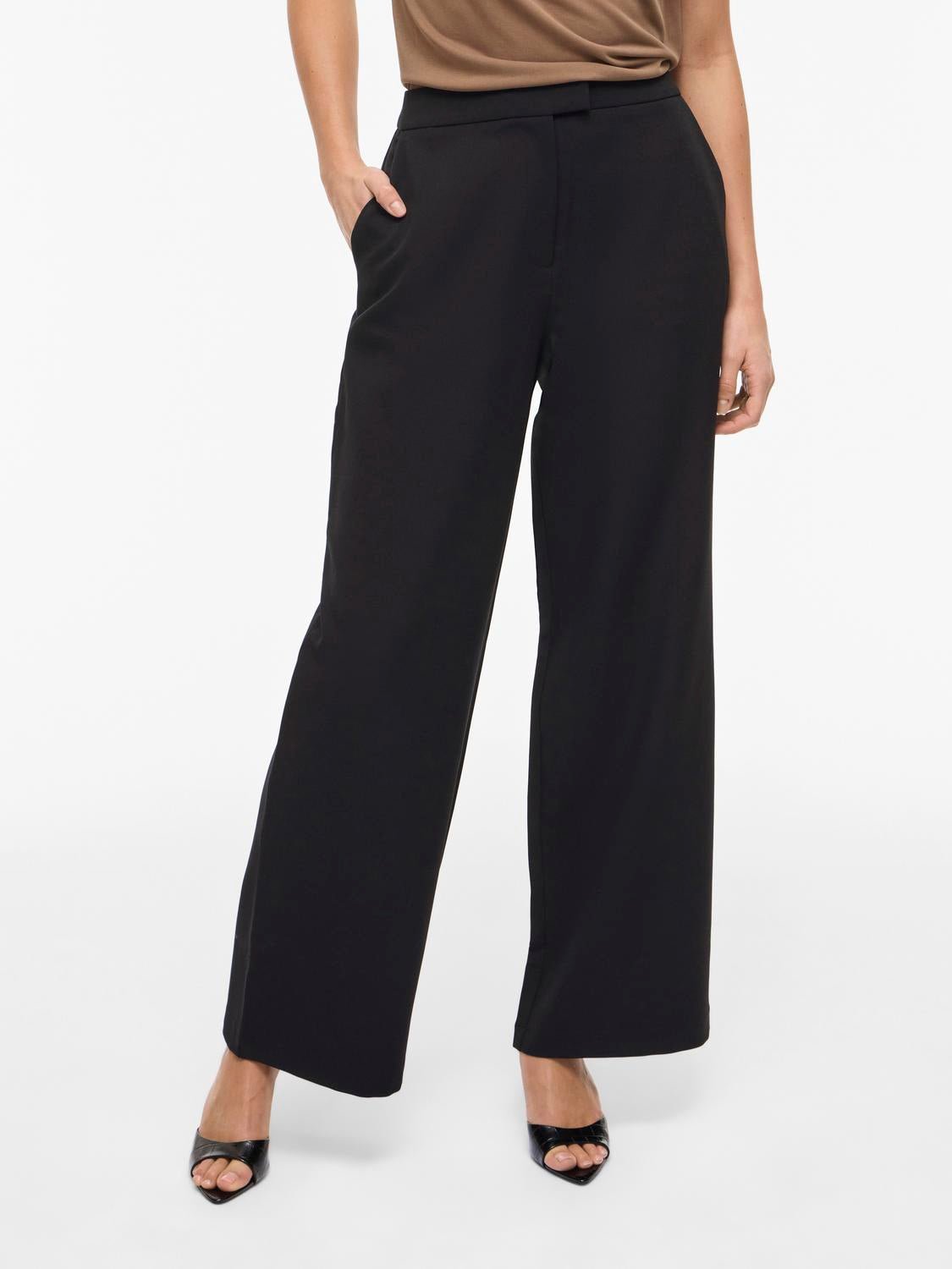 VIGERY Tailored Trousers - Black Beauty - VERO MODA & VILA Bergvik
